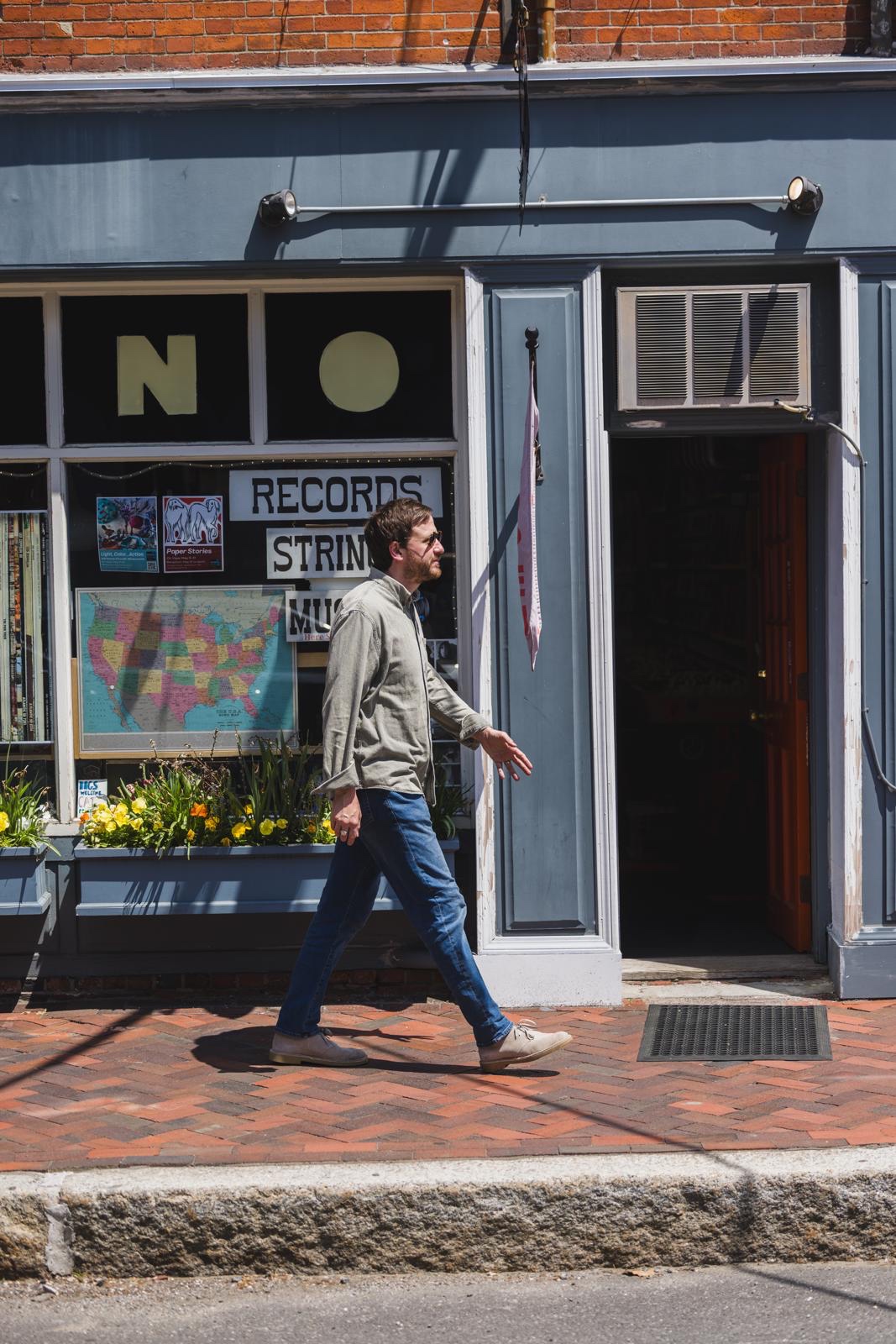 Steve walking through downtown Newburyport