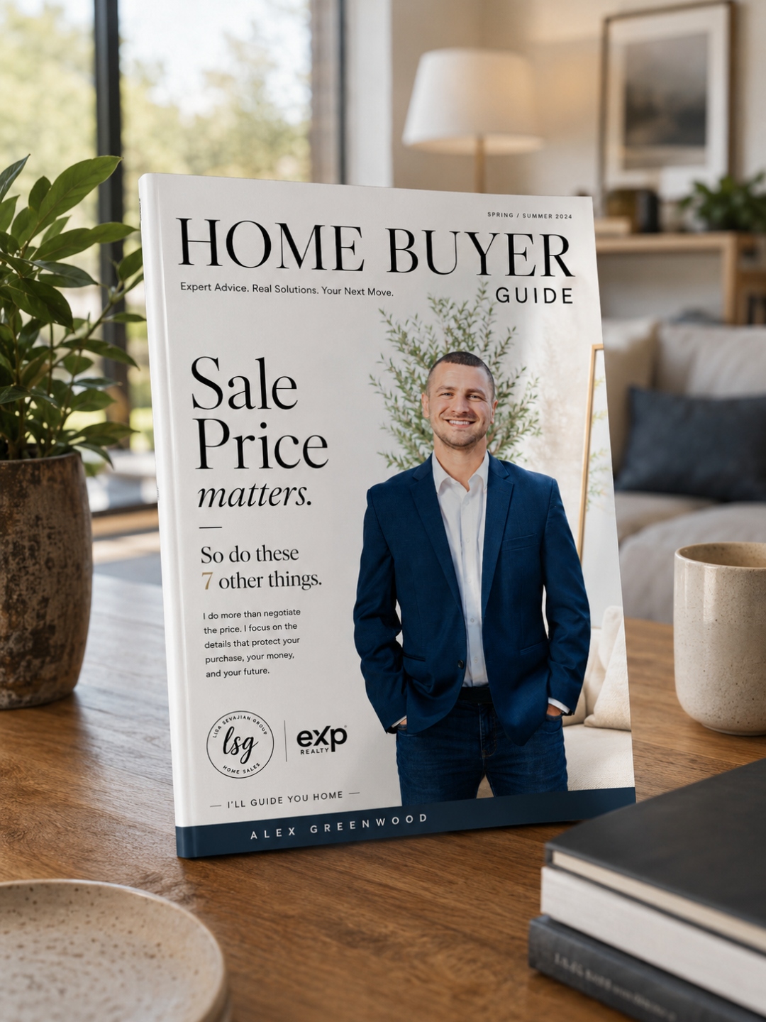 Alex Home Buyer Guide magazine on a styled table